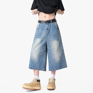 BDLS工作室文艺男女店港风情侣款牛仔七分裤短裤男女同款港风潮牌