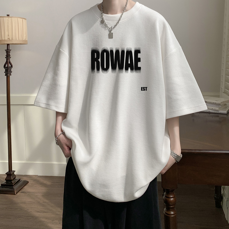 BDLS工作室文艺男女店港风情侣款华夫格短袖T恤半袖男女穿情侣款