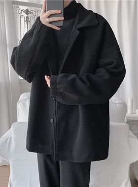 BDLS工作室文艺男女店港风情侣款秋冬毛呢夹克男大码呢子外套夹克