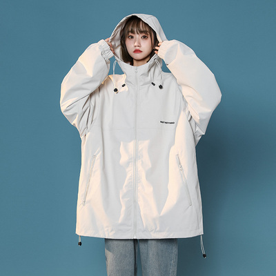 BDLS工作室文艺男女店港风情侣款中性冲锋衣连帽夹克纯色上衣外套