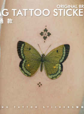 MG tattoo 神的旨意 北欧风唯美浪漫大自然绿色蝴蝶文艺纹身贴女
