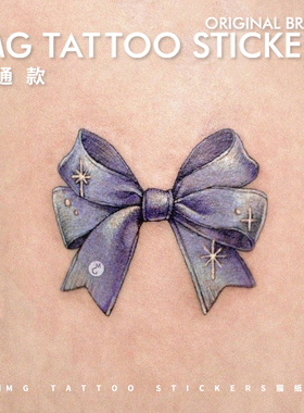 MG tattoo 紫色蝴蝶结星光可爱小清新文艺少女防水纹身贴纸唯美女
