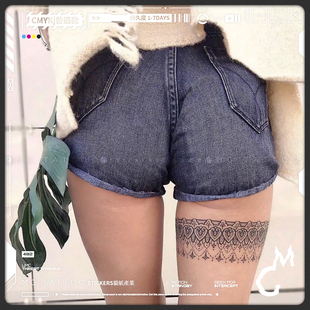 唯美性感女性图腾吊坠腿环大腿脚踝腰部纹身贴女 TATTOO