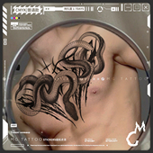 tattoo 欧美暗黑哥特风蟒蛇花胸酷炫霸气另类男女纹身贴纸潮炫