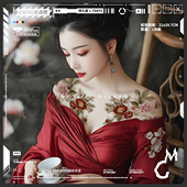 浪漫唯美锁骨肩花少女文艺山茶花肩膀对花大图防水纹身贴纸女 美