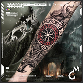 tattoo 暗黑酷炫狼头神秘主义大图花臂纹身贴纸男女持久潮