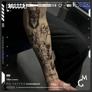 勿听勿说勿看美式 二代草本 猎犬小天使草本持久纹身贴 tattoo