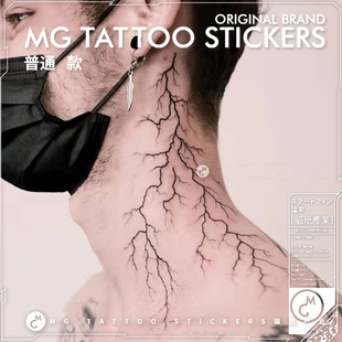 欧美暗黑另类简约线条裂痕手臂脖子男女防水纹身贴纸潮 tattoo