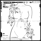 网红度假风唯美浪漫素花御姐少女花朵拼接套装 防水纹身贴纸4张装