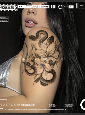 MG tattoo 草本纹身贴美式暗黑素花灵蛇图案花臂防水持久草本纹身