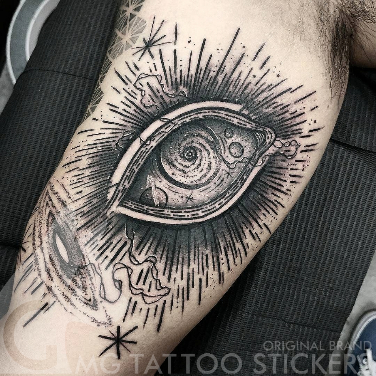 mg纹身贴/手绘tattoo/旋涡天眼/暗黑神秘主义线条眼睛
