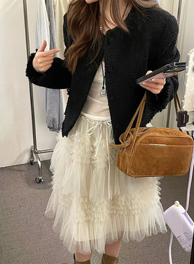 韩国订单2025秋冬韩系温柔甜美可爱网纱中裙洋气减龄蓬蓬裙半身裙