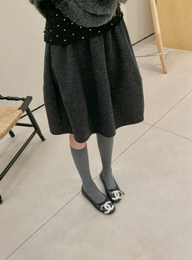 miu系穿搭毛呢花苞裙遮胯半身裙 25秋冬显瘦蓬蓬伞裙小个子花苞裙