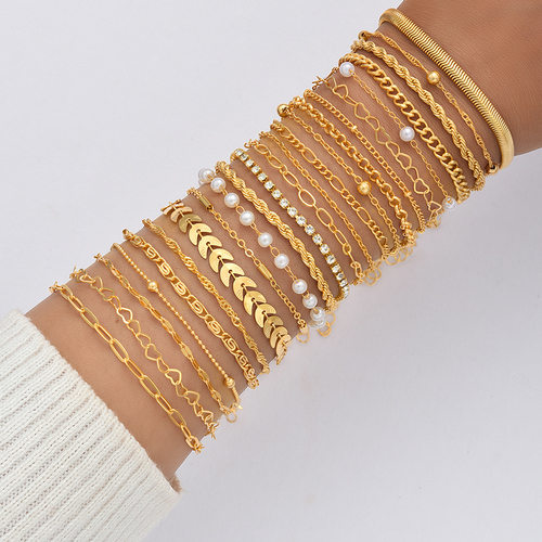 23 piece set of gold ins style bracelet airplane chain