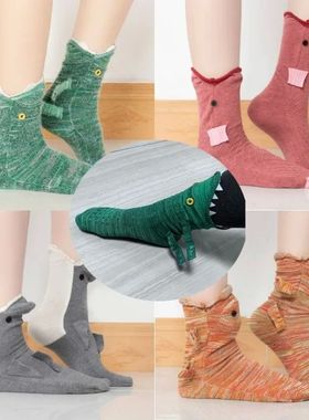 New Knitted Crocodile Socks Autumn Winter Women Cute Cartoon