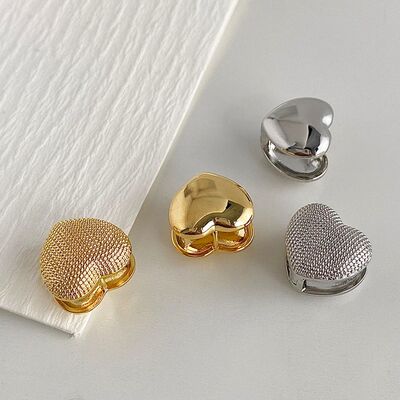 Y2K Style Woven Texture Heart Stud Earrings for Women French