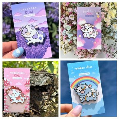 Beautiful Cartoon Cow Enamel Pin, Fantasy Metal Badge, Fairy