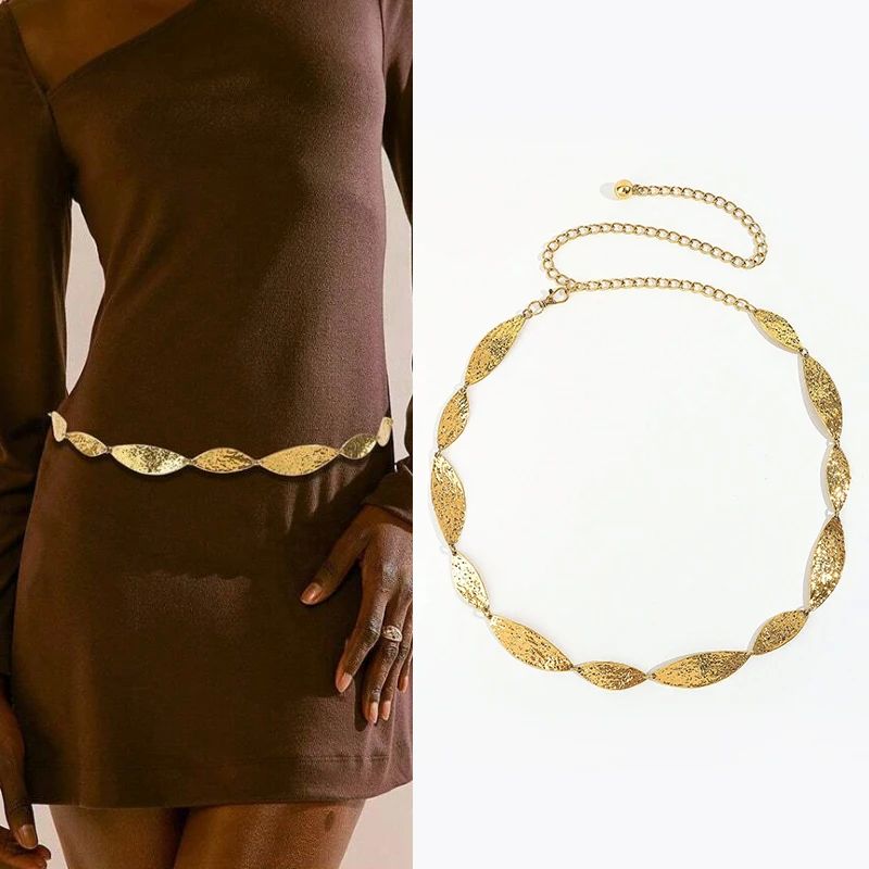 Fashion Golden Female Waist Chain Belt Western cowgirl leaf