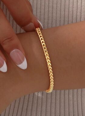 Square Keel Chain Bracelet for Women,Stainless Steel Gold Co