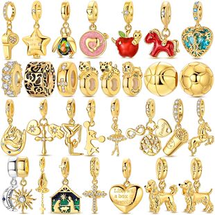 2026 Golden Charms Bead 925 Sterling Silver Dancing Colorful