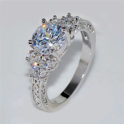ExquisiteSilver Color Engagement Rings for WomenWhite Zircon