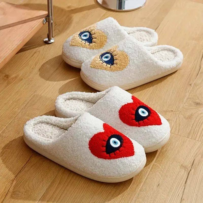 Women's Slippers Autumn and Winter Cute Cartoon Love Eyes Ho