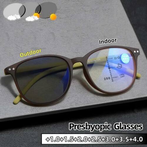 New Photochromic Multifocal Presbyopia Glasses Anti Blue Lig