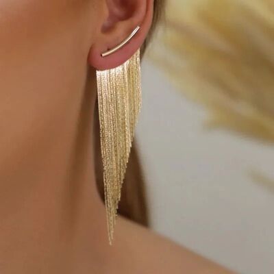 Fashion Gold Color Bohemian Long Tassel Women's Earrings Sim