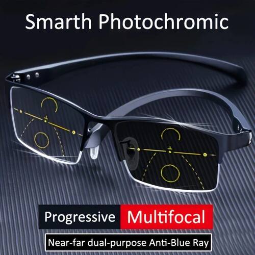 Men Photochromic Progressive MultiFocal Reading Glasses Anti
