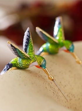 Women's Earrings 3D Hummingbird Earrings Animal Jewelry Cute