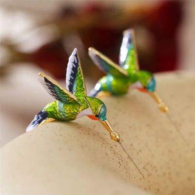 Women's Earrings 3D Hummingbird Earrings Animal Jewelry Cute