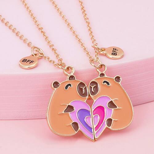 Qpeach 2Pcs/set Cute Cartoon Capybara Pendant Best Friend Gi