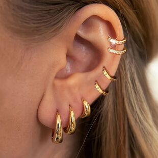 Crystal Steel SetStainless Earrings Huggie Hoop Oval 3Pairs
