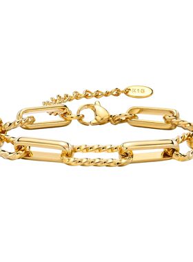 Women Stainless Steel Chain Bracelet,18K Gold Plated Twist P