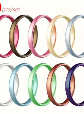 10pcs/set 3mm Sporty Silicone Ring Pearlescent 10 Color for