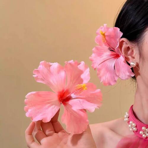 YJL 2pcs Hibiscus Flower Hair Side Clips Handmade Artificial