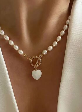 Elegant Jewelry Shell Heart Pendant Necklace Irregula Imitat