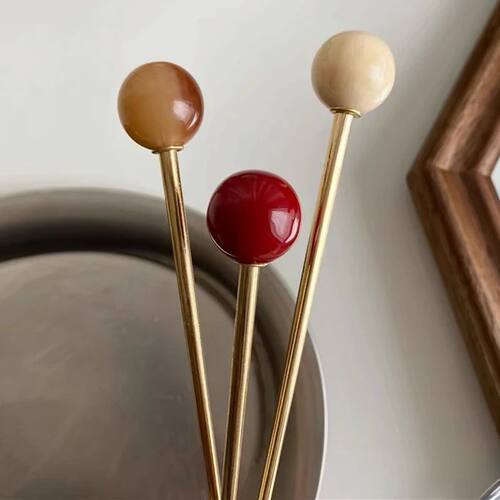Retro Metal Hair Sticks Glass Beads Pendant Hairpin for Wome