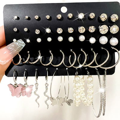 Vintage Silver Color Earrings Set Geometry Drop Earrings For