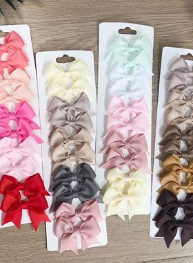 10Pcs/Set Solid Color Kids Bows Hair Clips for Baby Girls Ha