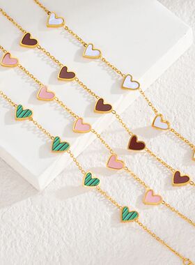 Romantic Heart Love Bracelet for Women Multi-color Stainless