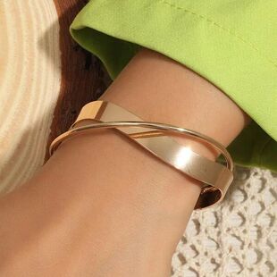 for Women Metal Open Smooth Bracelet Color Geometric Gold