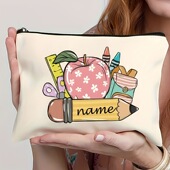 Printed Cosmetic Bag Teachers Women Canvas Storage Day
