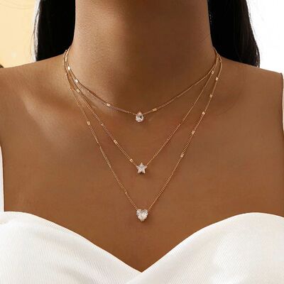 Trendy Zircon Pendant Necklace For Women Multilayer Chain Ch
