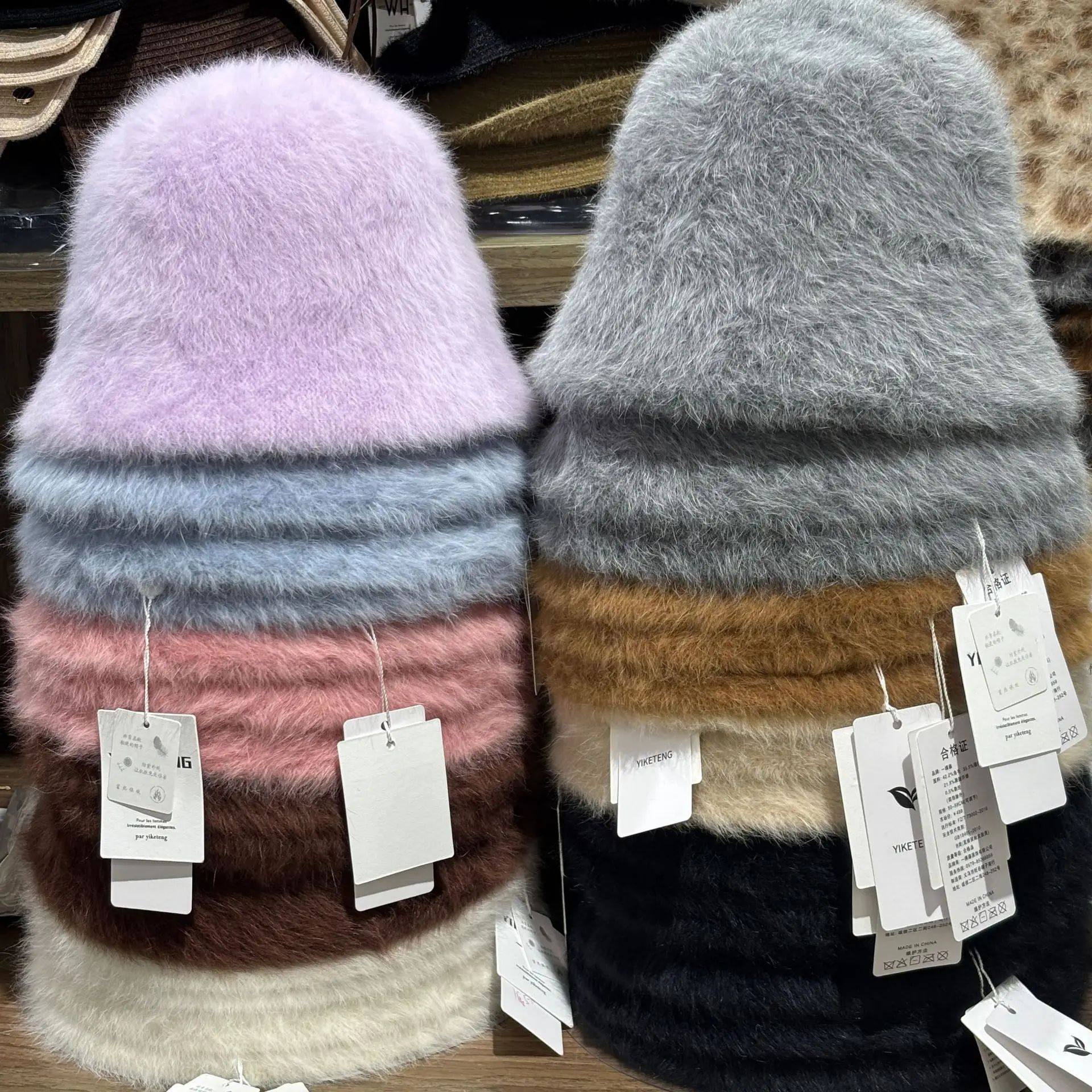 Women Thick and Warm Rabbit Fur Knitted Fisherman's Hat Soli