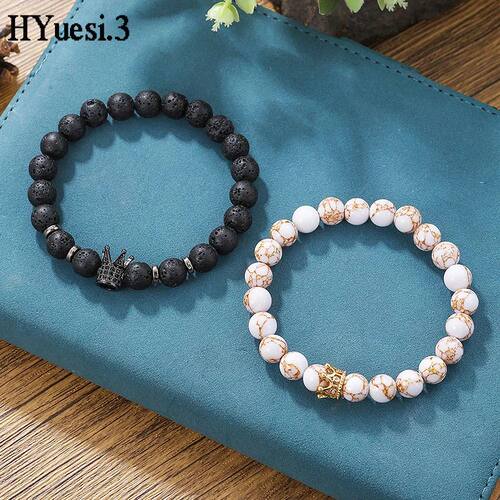 8mm Matte Black Onyx Beaded Bracelet Unisex Simple King Quee