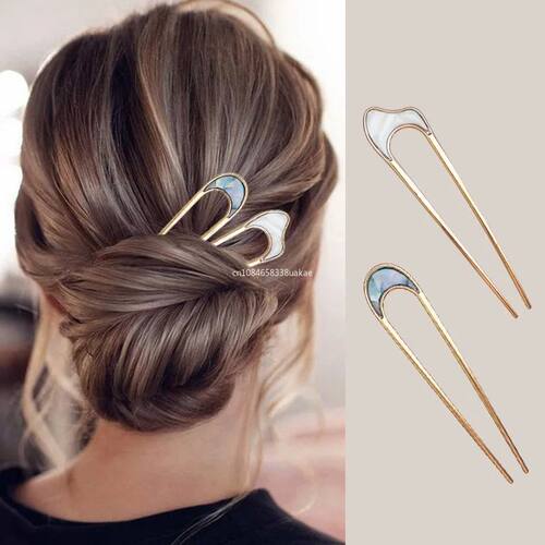 Fashionable U-shaped Hairpin Shell Hairpin Metal U Shaped Ha