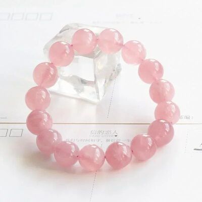 Natural Pink Crystal StoneBracelet Attracting Love and Wealt
