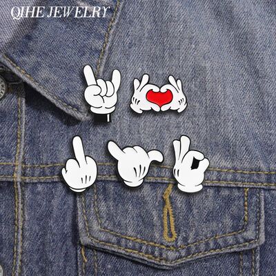 Cartoon Finger Gesture Love You Brooch Enamel Pin Creative M