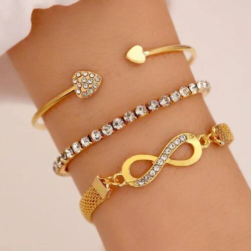 New Creative Design 3 Pcs Set Heart Opening Bracelet Lucky 8